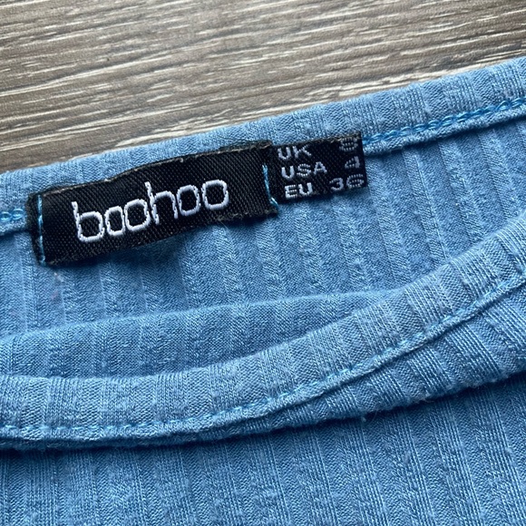 Boohoo Two Piece Dress Set Blue Ribbed Size 4 - Picture 4 of 5